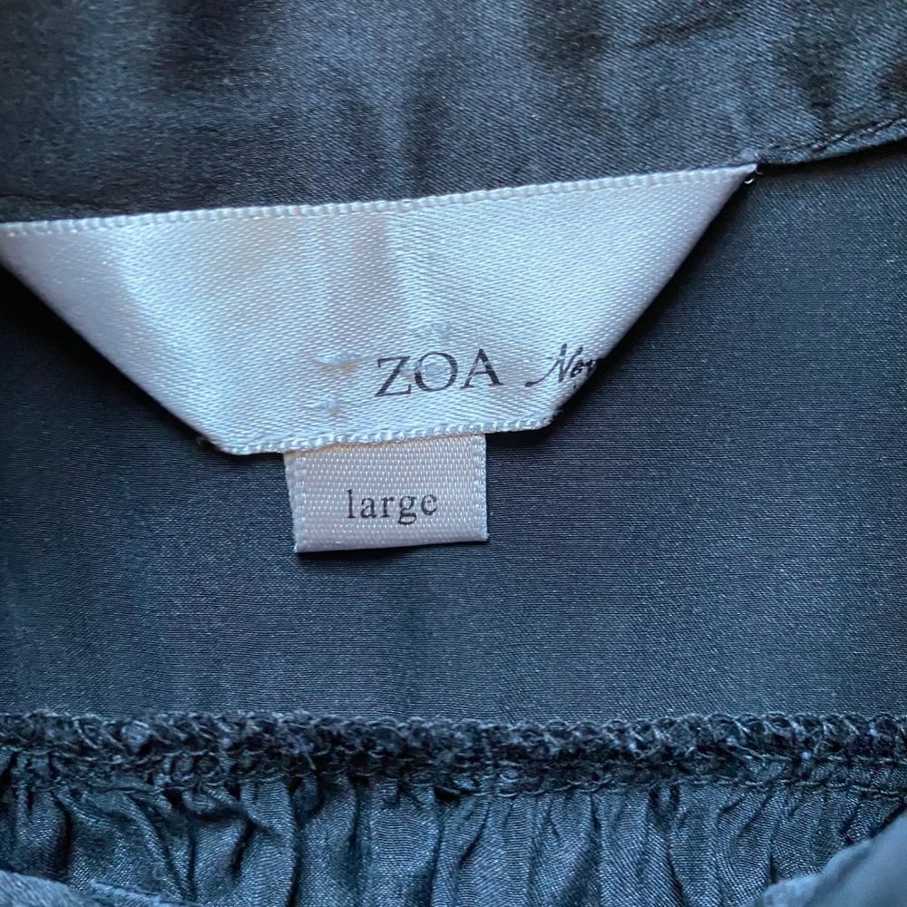 Zoa Blouse Ruffle Front Fitted Sexy Secretary Shirt Silk Career Career Sz Medium - Picture 7 of 12